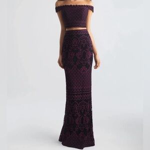 madison james Deep Plum Lace Maxi Skirt